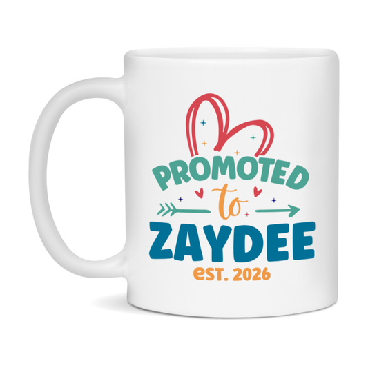 Promoted To Zaydee Est. 2026 Coffee Mug – New Zaydee Gift – Pregnancy Announcement Mug For New Baby