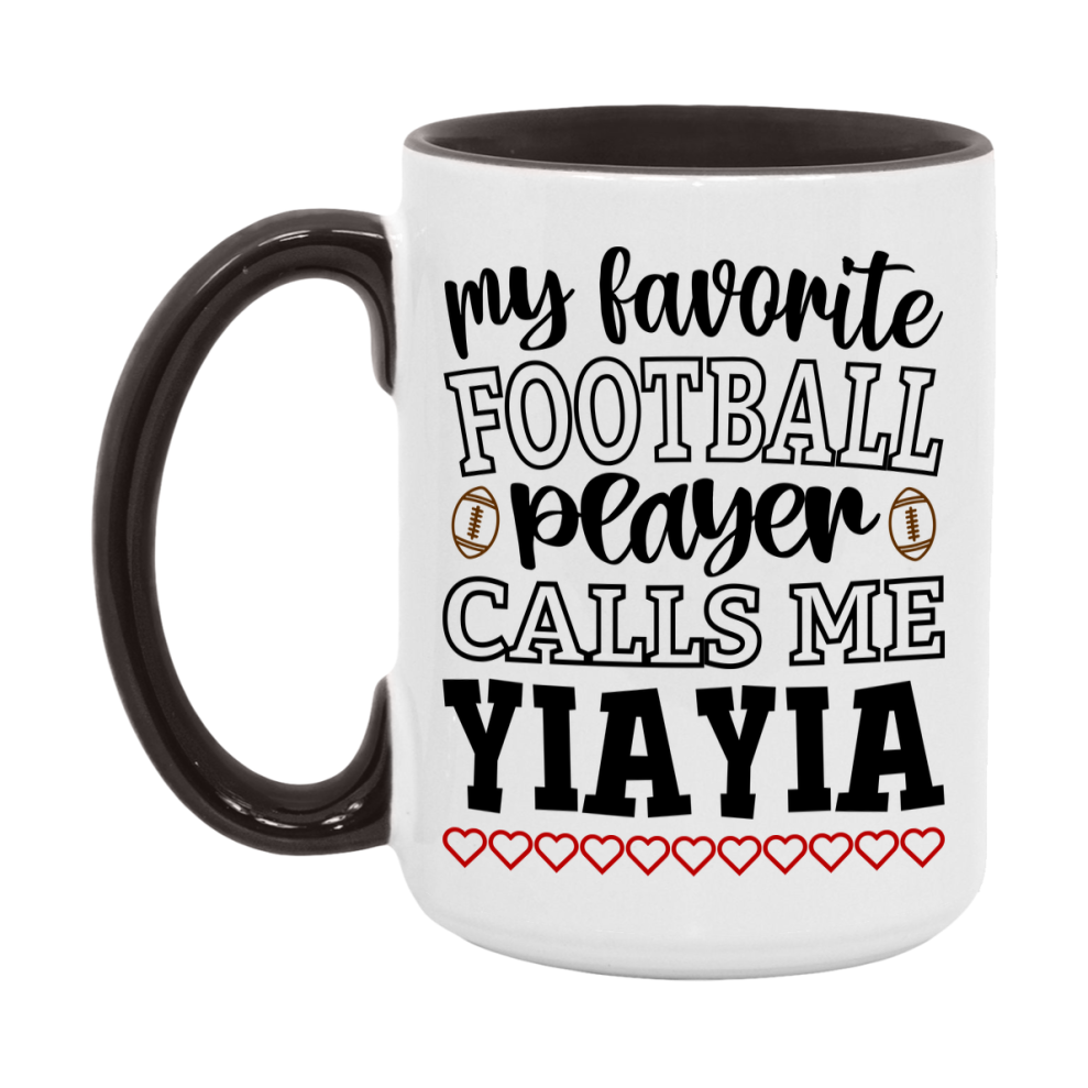 My Favorite Football Player Calls Me Yiayia Mug – Funny Football Yiayia Gift – Mug For Yiayia From Player – Football Season Gift Idea
