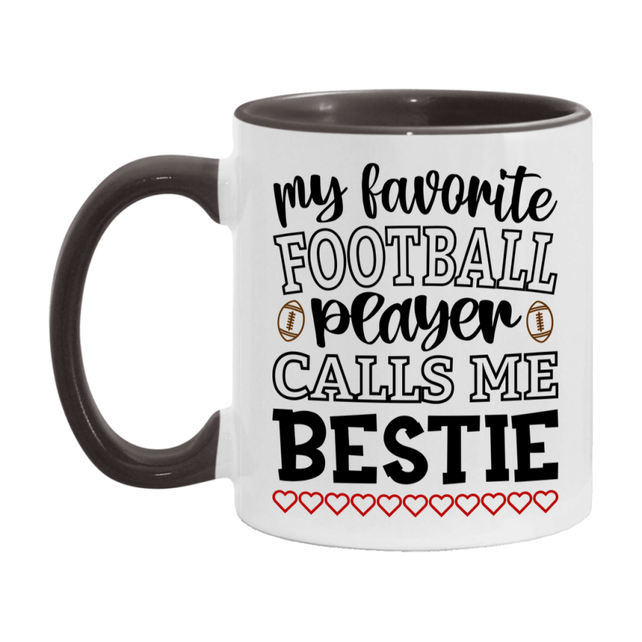 My Favorite Football Player Calls Me Bestie Mug – Funny Football Bestie Gift – Mug For Bestie From Player – Football Season Gift Idea