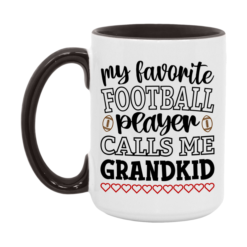 My Favorite Football Player Calls Me Grandkid Mug – Funny Football Grandkid Gift – Mug For Grandkid From Player – Football Season Gift Idea