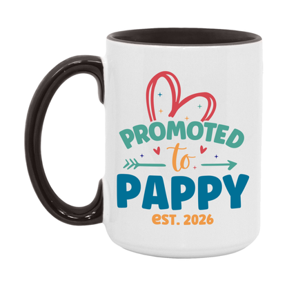 Promoted To Pappy Est. 2026 Coffee Mug – New Pappy Gift – Pregnancy Announcement Mug For New Baby