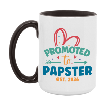 Promoted To Papster Est. 2026 Coffee Mug – New Papster Gift – Pregnancy Announcement Mug For New Baby