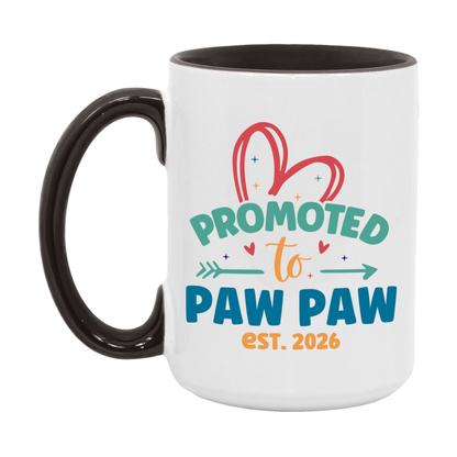 Promoted To Paw Paw Est. 2026 Coffee Mug – New Paw Paw Gift – Pregnancy Announcement Mug For New Baby