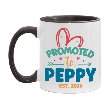 Promoted To Peppy Est. 2026 Coffee Mug – New Peppy Gift – Pregnancy Announcement Mug For New Baby