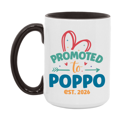 Promoted To Poppo Est. 2026 Coffee Mug – New Poppo Gift – Pregnancy Announcement Mug For New Baby