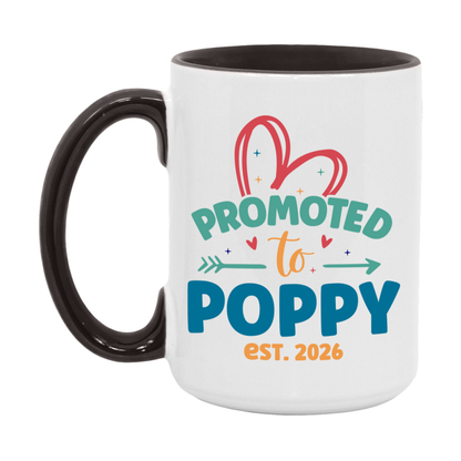 Promoted To Poppy Est. 2026 Coffee Mug – New Poppy Gift – Pregnancy Announcement Mug For New Baby
