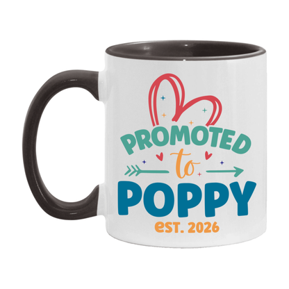 Promoted To Poppy Est. 2026 Coffee Mug – New Poppy Gift – Pregnancy Announcement Mug For New Baby