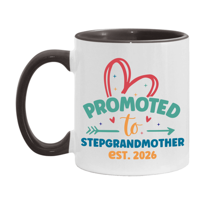 Promoted To Stepgrandmother Est. 2026 Coffee Mug – New Stepgrandmother Gift – Pregnancy Announcement Mug For New Baby