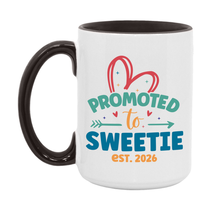 Promoted To Sweetie Est. 2026 Coffee Mug – New Sweetie Gift – Pregnancy Announcement Mug For New Baby