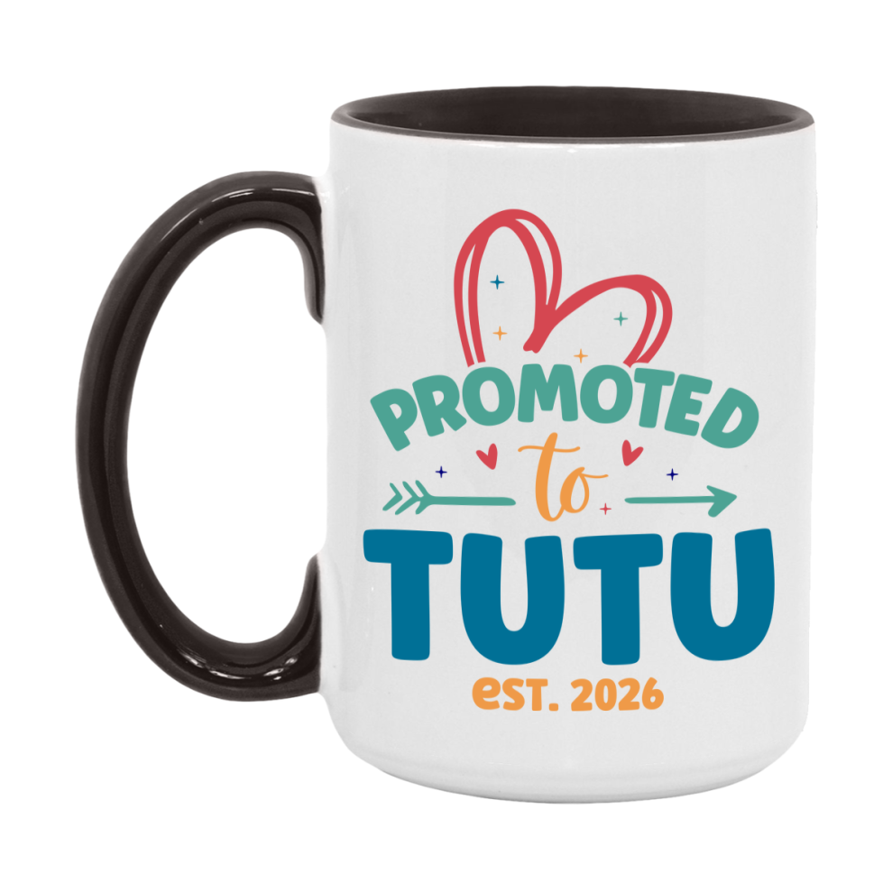 Promoted To Tutu Est. 2026 Coffee Mug – New Tutu Gift – Pregnancy Announcement Mug For New Baby