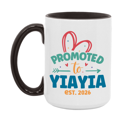 Promoted To Yiayia Est. 2026 Coffee Mug – New Yiayia Gift – Pregnancy Announcement Mug For New Baby