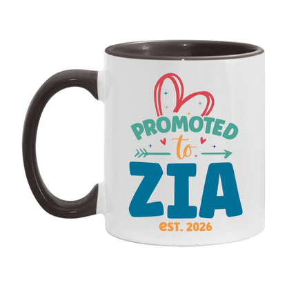 Promoted To Zia Est. 2026 Coffee Mug – New Zia Gift – Pregnancy Announcement Mug For New Baby