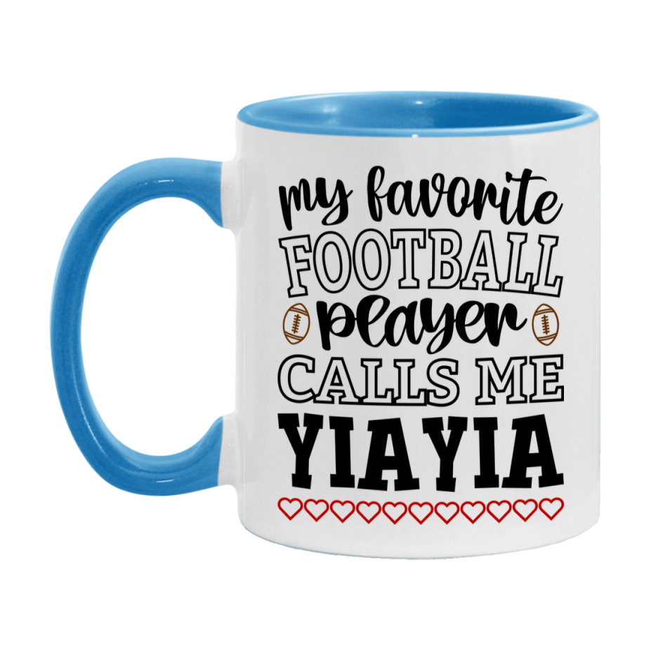 My Favorite Football Player Calls Me Yiayia Mug – Funny Football Yiayia Gift – Mug For Yiayia From Player – Football Season Gift Idea