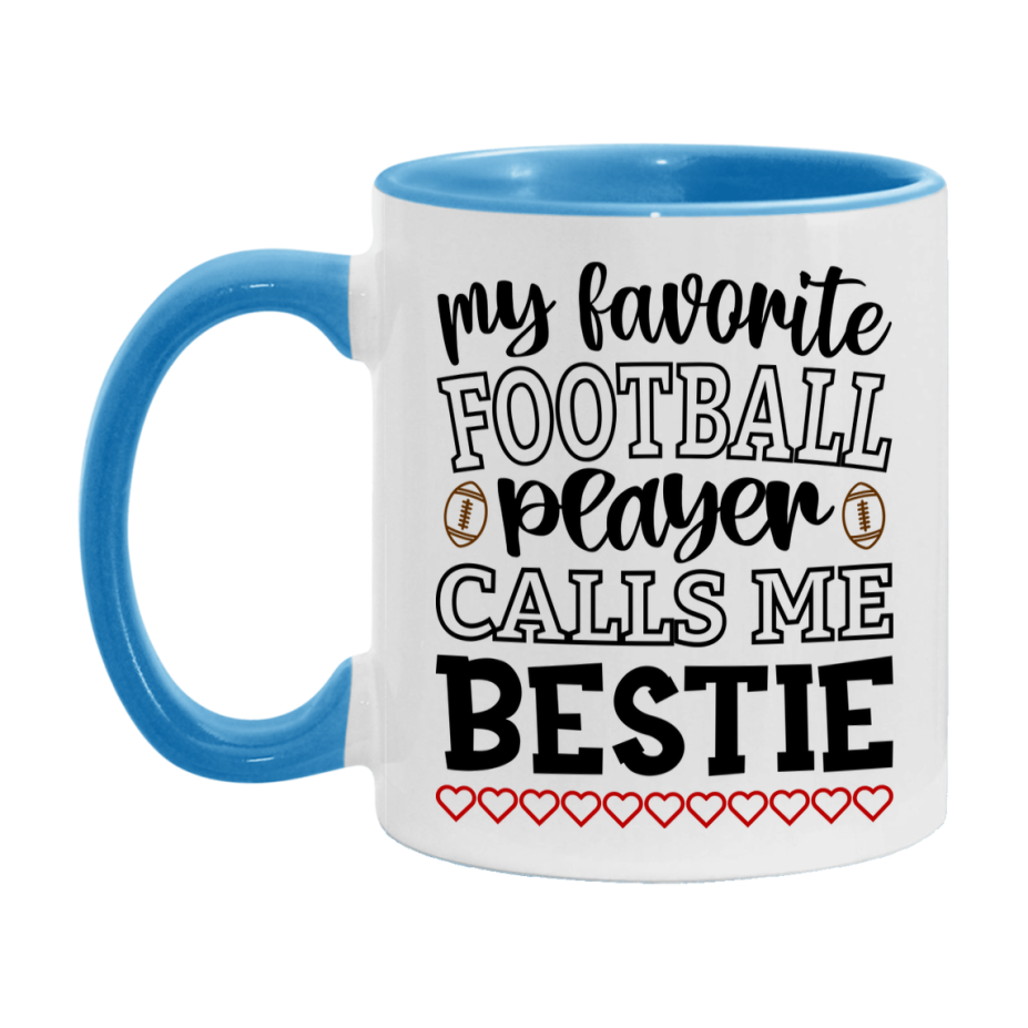 My Favorite Football Player Calls Me Bestie Mug – Funny Football Bestie Gift – Mug For Bestie From Player – Football Season Gift Idea