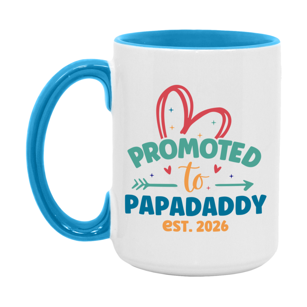 Promoted To Papadaddy Est. 2026 Coffee Mug – New Papadaddy Gift – Pregnancy Announcement Mug For New Baby
