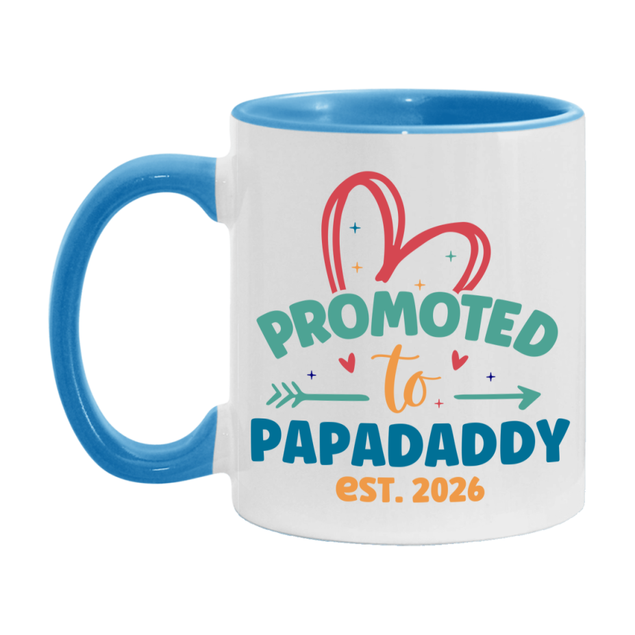 Promoted To Papadaddy Est. 2026 Coffee Mug – New Papadaddy Gift – Pregnancy Announcement Mug For New Baby