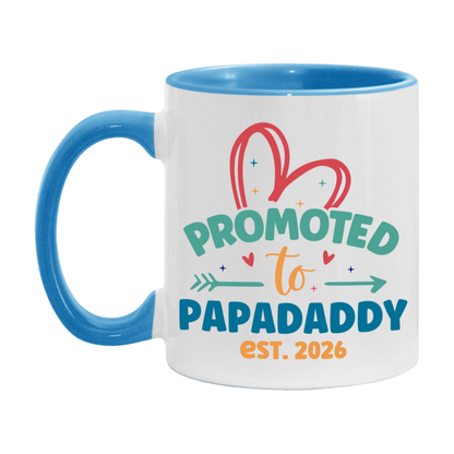 Promoted To Papadaddy Est. 2026 Coffee Mug – New Papadaddy Gift – Pregnancy Announcement Mug For New Baby