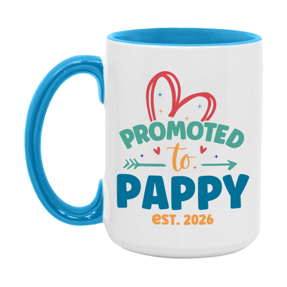 Promoted To Pappy Est. 2026 Coffee Mug – New Pappy Gift – Pregnancy Announcement Mug For New Baby