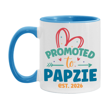 Promoted To Papzie Est. 2026 Coffee Mug – New Papzie Gift – Pregnancy Announcement Mug For New Baby