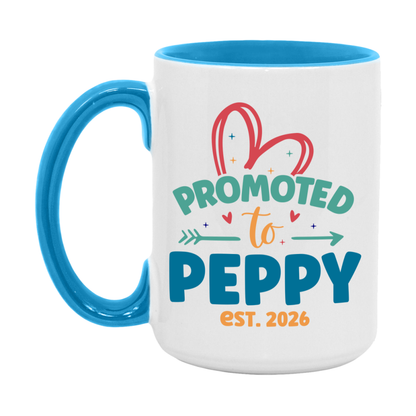 Promoted To Peppy Est. 2026 Coffee Mug – New Peppy Gift – Pregnancy Announcement Mug For New Baby