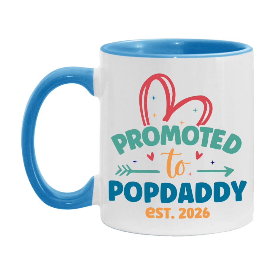 Promoted To Popdaddy Est. 2026 Coffee Mug – New Popdaddy Gift – Pregnancy Announcement Mug For New Baby