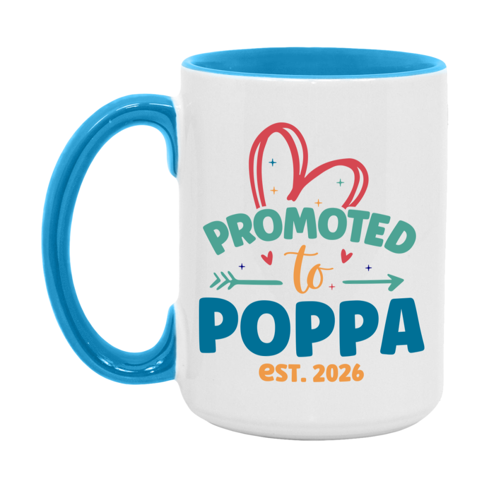 Promoted To Poppa Est. 2026 Coffee Mug – New Poppa Gift – Pregnancy Announcement Mug For New Baby