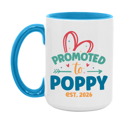 Promoted To Poppy Est. 2026 Coffee Mug – New Poppy Gift – Pregnancy Announcement Mug For New Baby