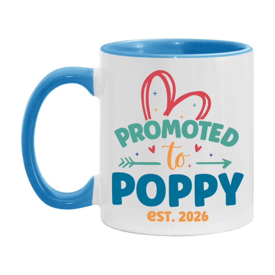Promoted To Poppy Est. 2026 Coffee Mug – New Poppy Gift – Pregnancy Announcement Mug For New Baby