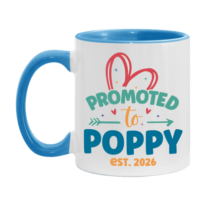 Promoted To Poppy Est. 2026 Coffee Mug – New Poppy Gift – Pregnancy Announcement Mug For New Baby