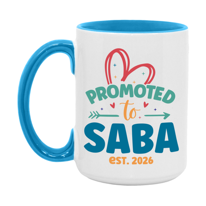 Promoted To Saba Est. 2026 Coffee Mug – New Saba Gift – Pregnancy Announcement Mug For New Baby