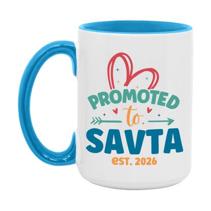 Promoted To Savta Est. 2026 Coffee Mug – New Savta Gift – Pregnancy Announcement Mug For New Baby