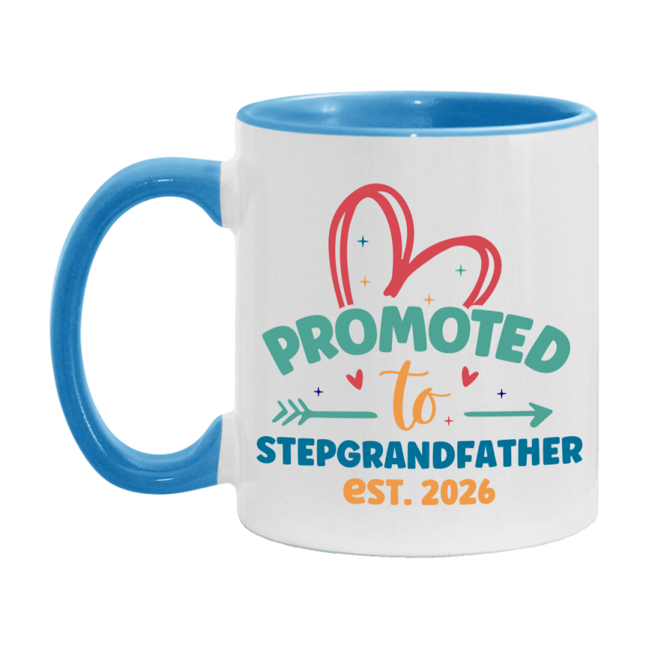 Promoted To Stepgrandfather Est. 2026 Coffee Mug – New Stepgrandfather Gift – Pregnancy Announcement Mug For New Baby