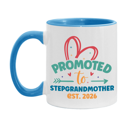 Promoted To Stepgrandmother Est. 2026 Coffee Mug – New Stepgrandmother Gift – Pregnancy Announcement Mug For New Baby