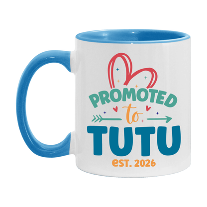 Promoted To Tutu Est. 2026 Coffee Mug – New Tutu Gift – Pregnancy Announcement Mug For New Baby
