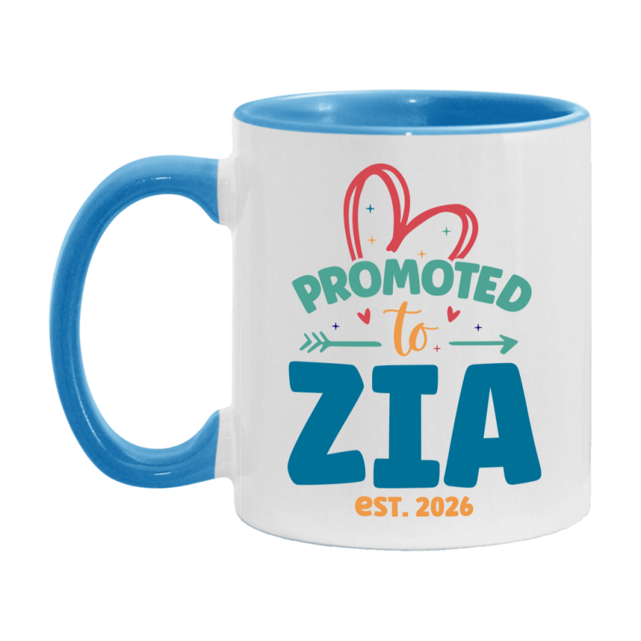 Promoted To Zia Est. 2026 Coffee Mug – New Zia Gift – Pregnancy Announcement Mug For New Baby