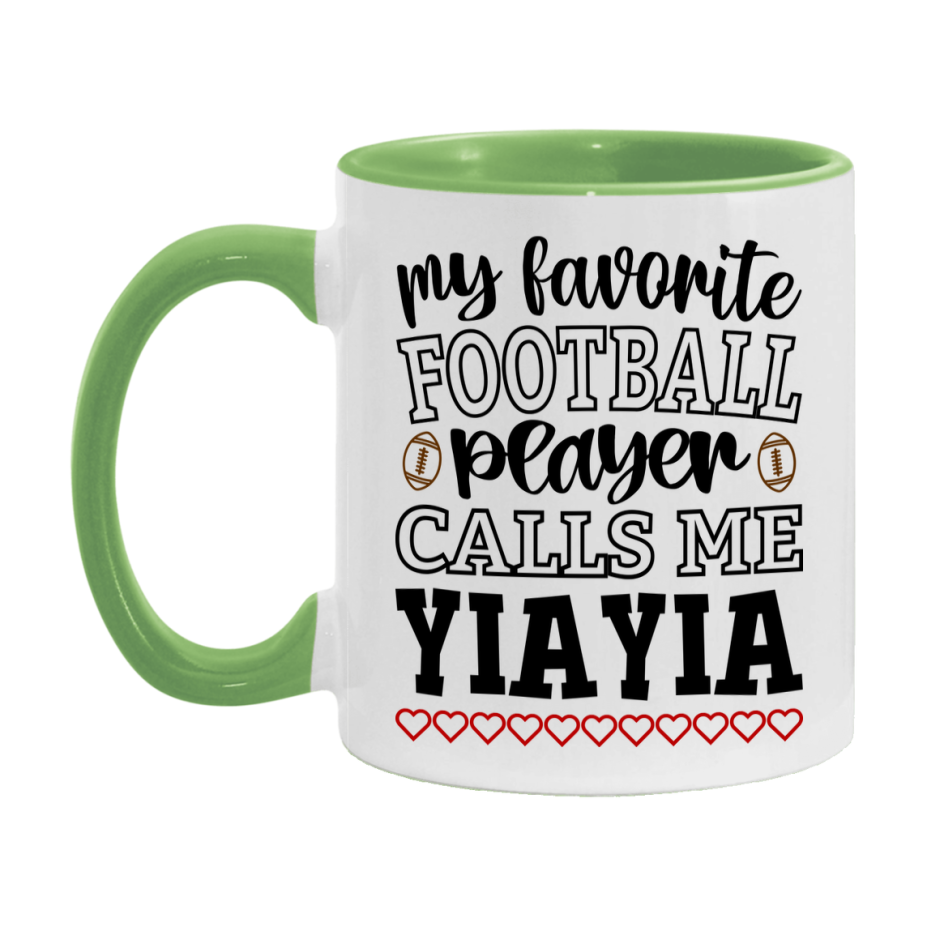 My Favorite Football Player Calls Me Yiayia Mug – Funny Football Yiayia Gift – Mug For Yiayia From Player – Football Season Gift Idea