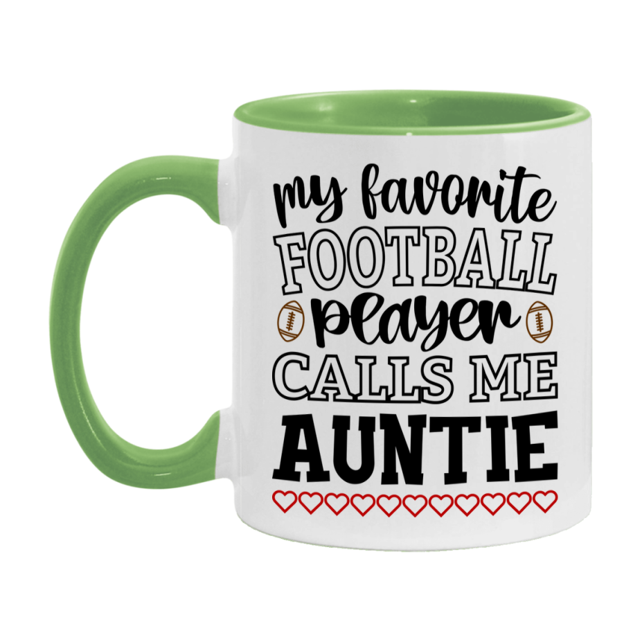 My Favorite Football Player Calls Me Auntie Mug – Funny Football Auntie Gift – Mug For Auntie From Player – Football Season Gift Idea