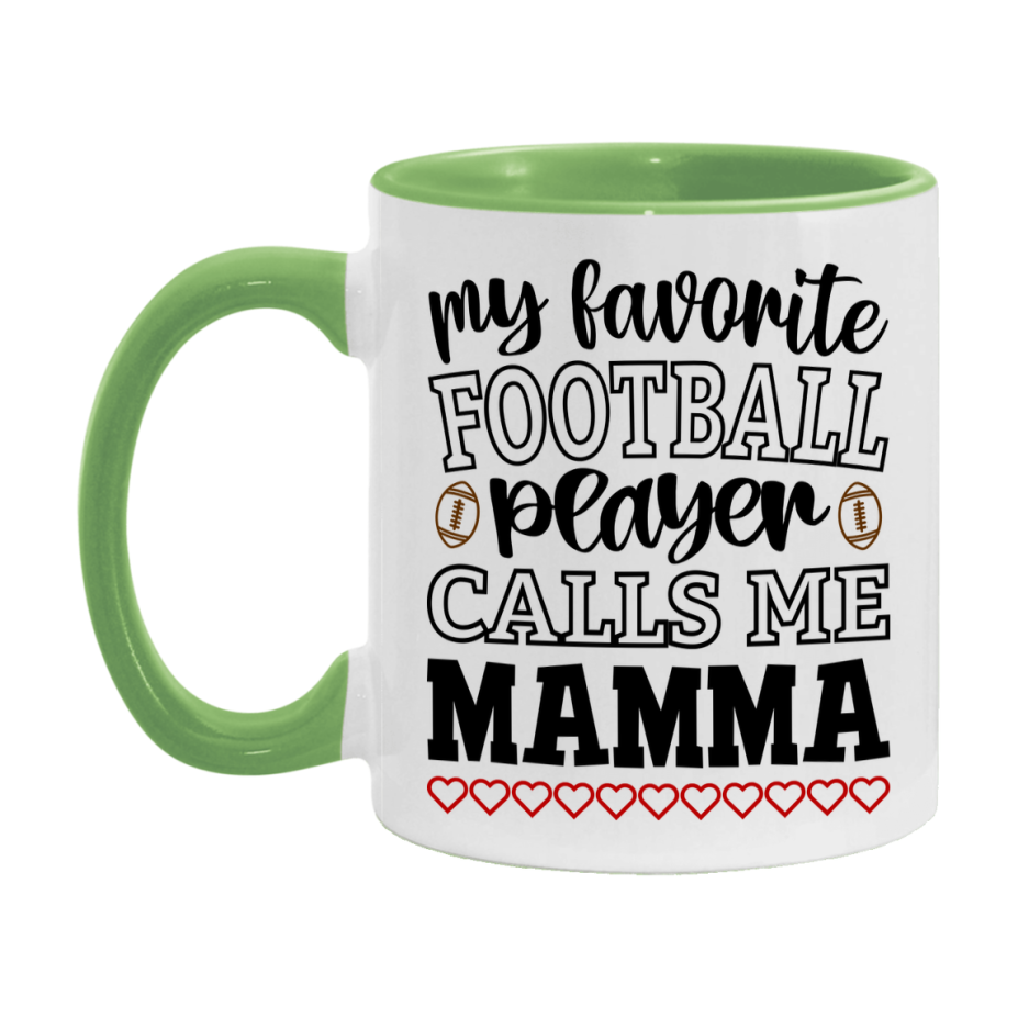 My Favorite Football Player Calls Me Mamma Mug – Funny Football Mamma Gift – Mug For Mamma From Player – Football Season Gift Idea