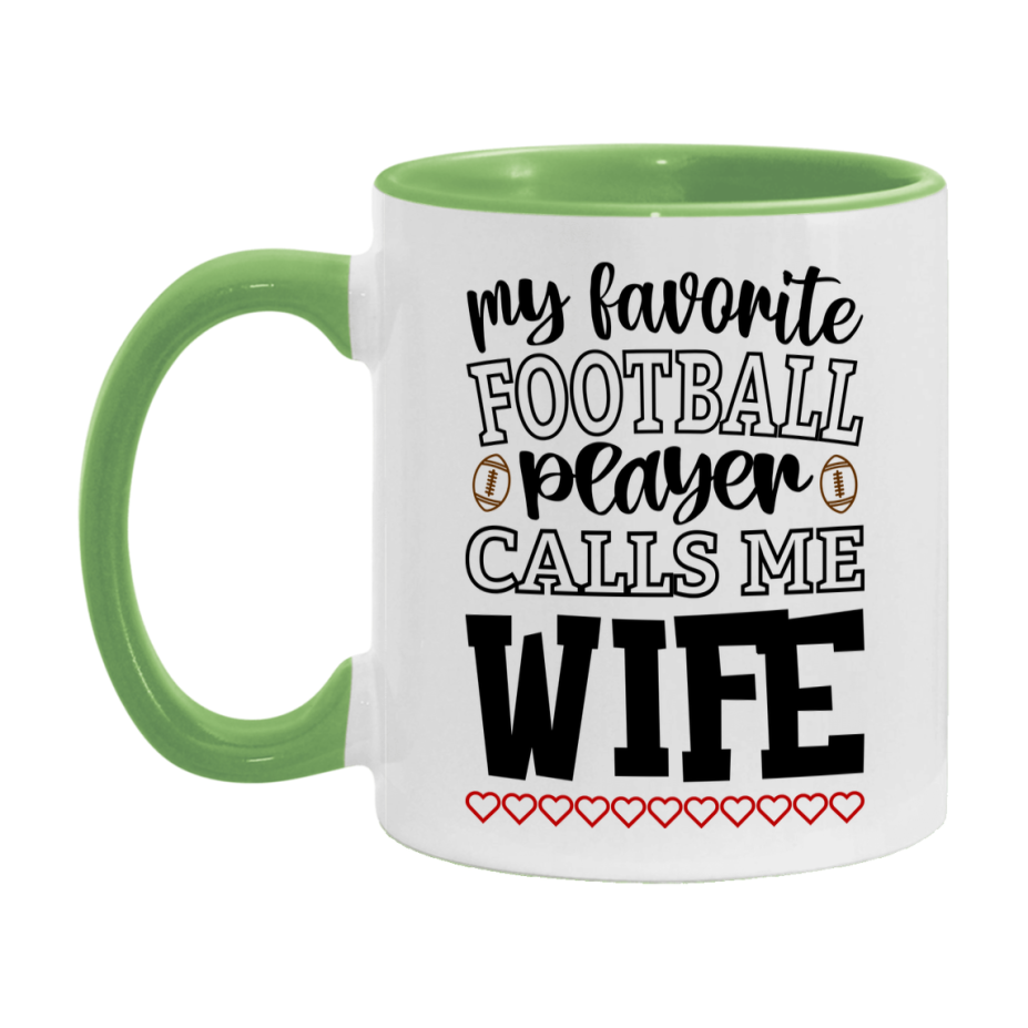 My Favorite Football Player Calls Me Wife Mug – Funny Football Wife Gift – Mug For Wife From Player – Football Season Gift Idea