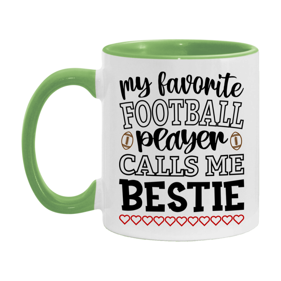 My Favorite Football Player Calls Me Bestie Mug – Funny Football Bestie Gift – Mug For Bestie From Player – Football Season Gift Idea