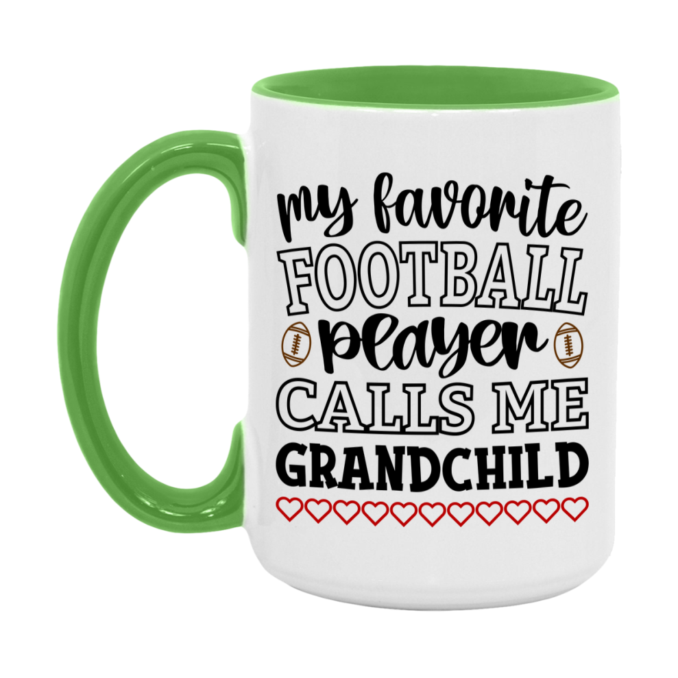 My Favorite Football Player Calls Me Grandchild Mug – Funny Football Grandchild Gift – Mug For Grandchild From Player – Football Season Gift Idea