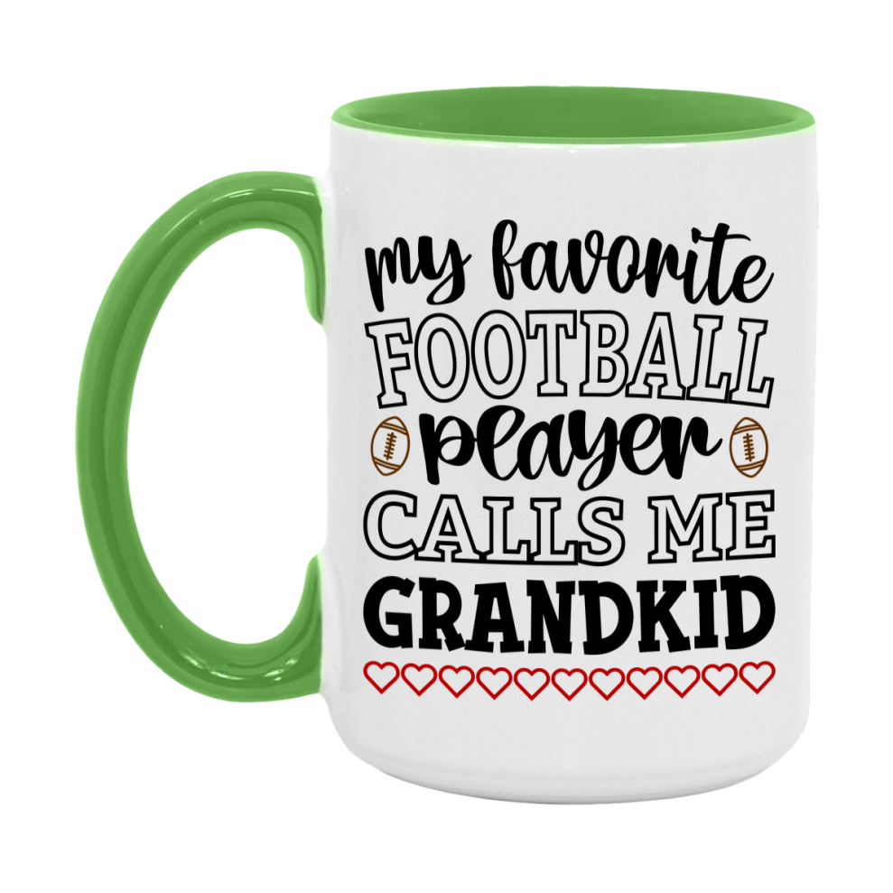 My Favorite Football Player Calls Me Grandkid Mug – Funny Football Grandkid Gift – Mug For Grandkid From Player – Football Season Gift Idea