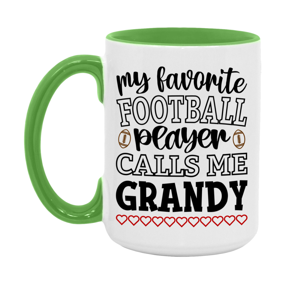 My Favorite Football Player Calls Me Grandy Mug – Funny Football Grandy Gift – Mug For Grandy From Player – Football Season Gift Idea