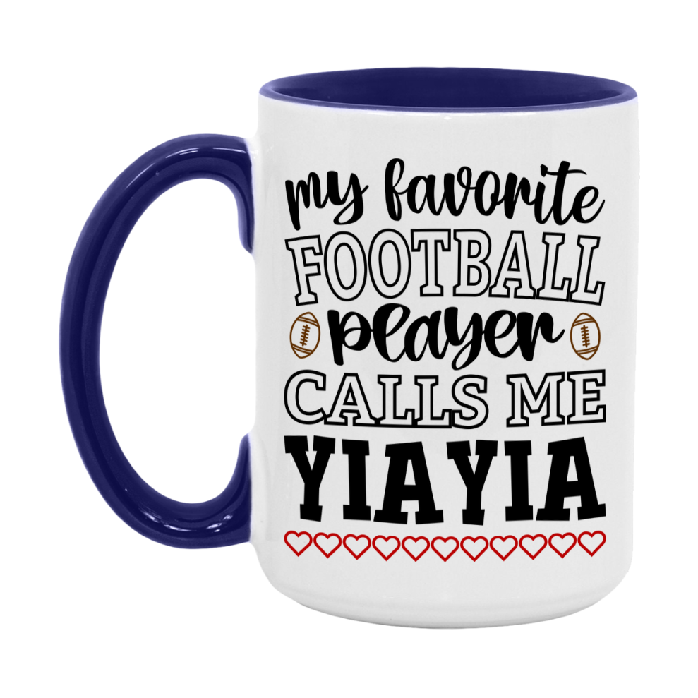 My Favorite Football Player Calls Me Yiayia Mug – Funny Football Yiayia Gift – Mug For Yiayia From Player – Football Season Gift Idea