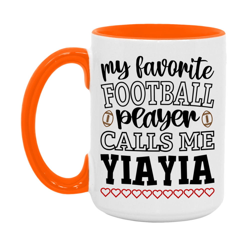 My Favorite Football Player Calls Me Yiayia Mug – Funny Football Yiayia Gift – Mug For Yiayia From Player – Football Season Gift Idea
