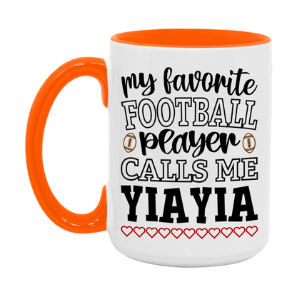 My Favorite Football Player Calls Me Yiayia Mug – Funny Football Yiayia Gift – Mug For Yiayia From Player – Football Season Gift Idea