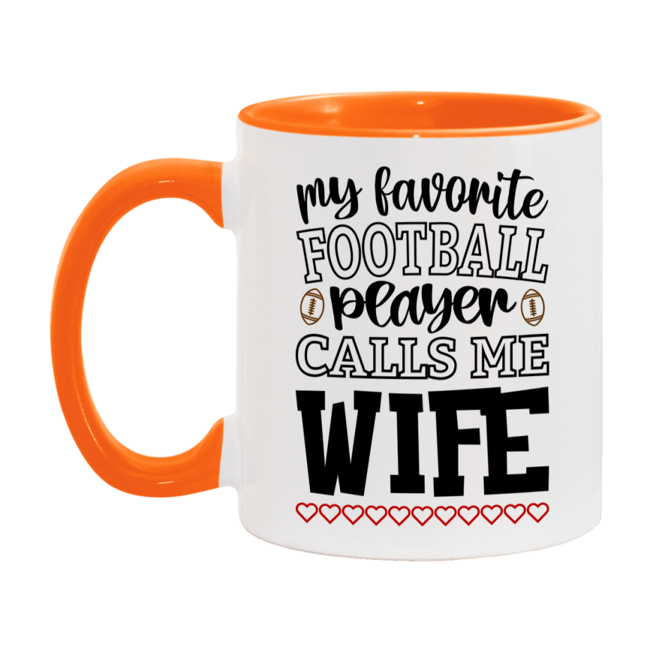 My Favorite Football Player Calls Me Wife Mug – Funny Football Wife Gift – Mug For Wife From Player – Football Season Gift Idea