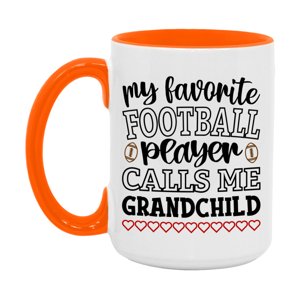 My Favorite Football Player Calls Me Grandchild Mug – Funny Football Grandchild Gift – Mug For Grandchild From Player – Football Season Gift Idea