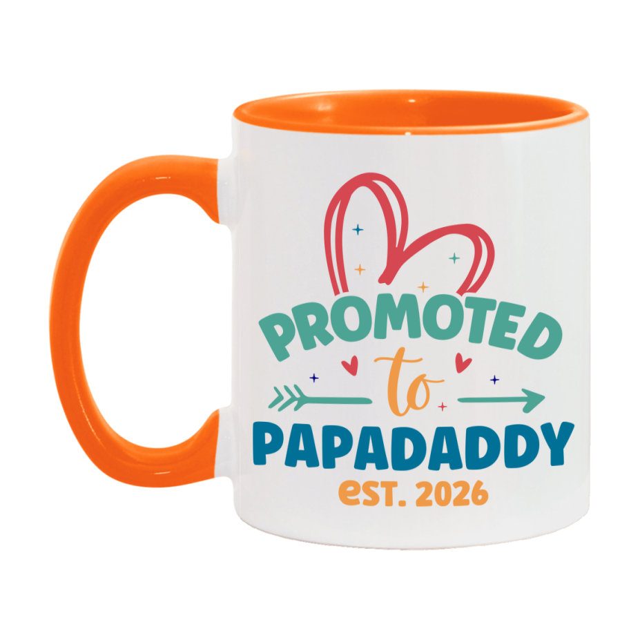 Promoted To Papadaddy Est. 2026 Coffee Mug – New Papadaddy Gift – Pregnancy Announcement Mug For New Baby