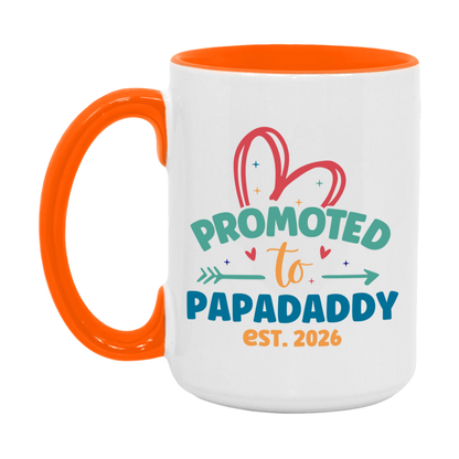 Promoted To Papadaddy Est. 2026 Coffee Mug – New Papadaddy Gift – Pregnancy Announcement Mug For New Baby